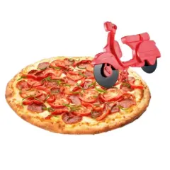 KB KITCHEN BASICS Pizza Cutter, 9-Inch Retro Scooter Cutter with Stainless Steel Wheels, Italian-Inspired Fun & Creative for Kids (Red)