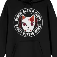 Demon Slayer Corps Tanjiro Mask Icon Long Sleeve Black Adult Hooded Sweatshirt