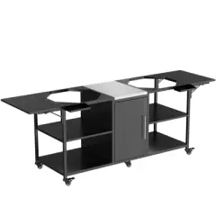 Heavy-Duty Outdoor Grill Cart with Stainless Steel Countertop, Ample Storage, Compatible with Green Egg, Kamado Joe 18" and Other Ceramic Grills