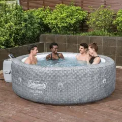 Coleman Sicily SaluSpa Inflatable Round Outdoor Hot Tub Spa with 180 Soothing AirJets, Filter Cartridge, and Insulated Cover