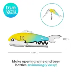 True Zoo Gillbert Fish Double Hinged Corkscrew, Novelty Wine Key, Waiter&rsquo;s Corkscrew Bottle Opener