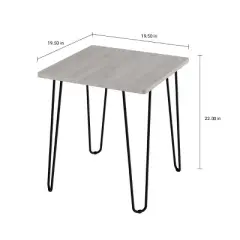 End Table with Hairpin Legs Woodgrain Look Gray - Yorkshire Home