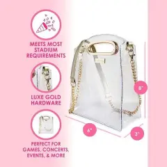 Packed Party Clear Stadium Crossbody Bag; Women Fashion Clear Purse or Handbag; Trendy Look for Ladies at Work, Travel, and Game Day
