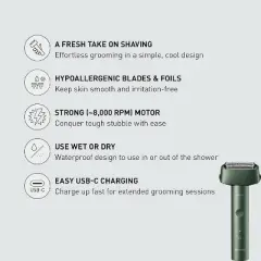 Panasonic Electric Razor for Men, Wet Dry Shaver with 3-Blade Cutting System, Ergonomic Handle and USB-C Charging- ES-RM3B-G
