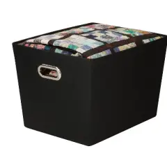 Honey-Can-Do Large Decorative Storage Tote with Handles Black (SFT-03073) 