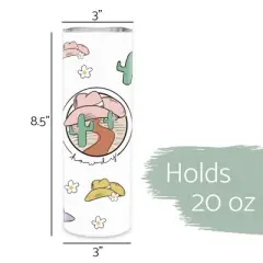 Elanze Designs Howdy Cowboy Cowgirl Cactus Wild West 20 ounce Stainless Steel Travel Tumbler with Lid For Your On The Go Beverages