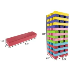 Toy Time Nontraditional Giant Wooden Blocks Tower Stacking Game with Dice- Outdoor Yard Game - Multicolored