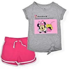 Disney Girl's 2-Pack Minnie Mouse Graphic Tee and Lounge Shorts Set for Todler
