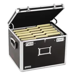 Vaultz Locking File Chest with  Adjustable File Rails, Letter/Legal Files, 17.5" x 14" x 12.5", Black