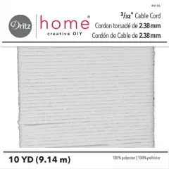 Dritz 10-Yards Home 3/32" Cable Cord Polyester White: Cording for Bags, Ribbon, Yarn, Macrame Cord
