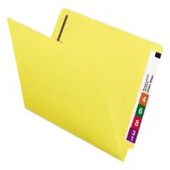 Smead Heavyweight Colored End Tab Fastener Folders, 0.75" Expansion, 2 Fasteners, Letter Size, Yellow Exterior, 50/Box