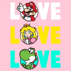 Girl's Nintendo Love with Mario, Princess Peach, and Yoshi T-Shirt