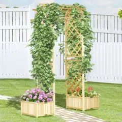 Outsunny 17.25" Wooden Wedding Arch, Garden Arch Arbor for Climbing Plants & Trellis Design for Vines, Ceremony, Party, Backdrop, Natural