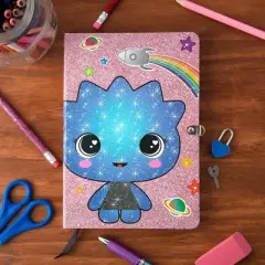 Seven20 Diary for Kids with Lock and Key, 160 Pages - Sparkly Cute Alien Space Design - Hardcover Journal Notebook for Girls & Boys - Gift for Kids