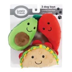 Luvable Friends Dog Squeaky Plush Dog Mini Toy Set, Taco Party, One Size