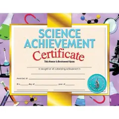 Hayes Science Achievement Certificate 8.5" x 11" Pack of 30 H-VA671