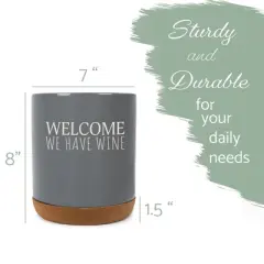 Elanze Designs This Is A Bad Place For A Diet Ceramic Cork Bottom Gray Large Capacity Utensil Holder Crock for Countertop Storage, Stylish & Durable