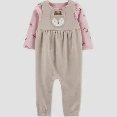 Carter's Just One You&reg;️ Baby Girls' Deer Top & Overalls Set - Brown