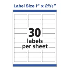 Avery Easy Peel Laser Address Labels 1" x 2 5/8" White 30 Labels/Sheet 209882