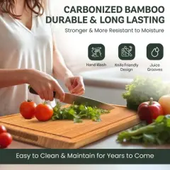 Wood Cutting Board - Bamboo Cutting Board, Charcuterie Board Gift, Bridal Shower Gifts - Wedding Gifts, Valentine's day Gifts, and Gifts for Women