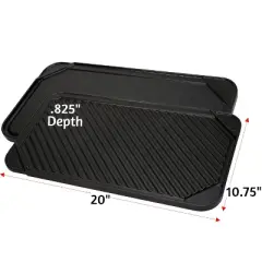 All American Reversible Grill Griddle Pan, Double Burner Nonstick Superconductive Heats Rapidly, Quick Defrost, Stovetop