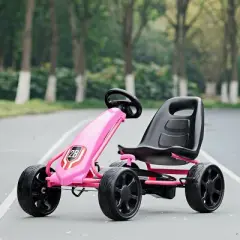 Go Kart Pedal Car Kids Ride On Toys Pedal Powered 4 Wheel Adjustable Seat Pink/Black
