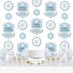 Big Dot of Happiness Winter Wonderland - Snowflake Holiday Party and Winter Wedding DIY Dangler Backdrop - Hanging Vertical Decorations - 30 Pieces