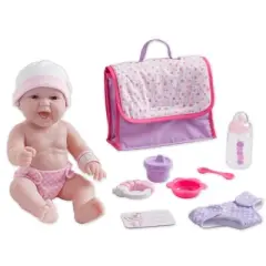 JC Toys La Newborn 13" Baby Doll with 7pc Diaper Bag Set