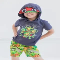  Teenage Mutant Ninja Turtles Leonardo Michelangelo Raphael T-Shirt and Mesh Shorts Outfit Set Toddler to Big Kid 