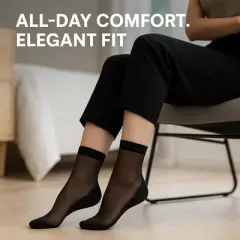 Women&rsquo;s 6-Pack Non-Slip Sheer Ankle Socks with Cushioned Cotton Sole & Reinforced Toe &ndash; Breathable Comfort