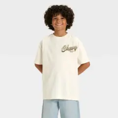 Boys' Chevy Front and Back Oversized Short Sleeve Graphic T-Shirt - Cream