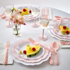 Silver Spoons Elegant Disposable Plastic Plates for Party, Heavy Duty White Disposable Plate Set, (10 PC) - Chateau