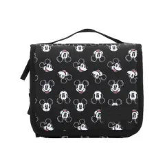 Disney Mickey Mouse Heads  6.5&rdquo; Black Folding Hanging Toiletry Travel Bag