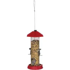 North States Red Plastic Tube Bird Feeder