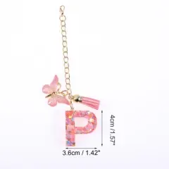 Unique Bargains Heart Sequin Letter P Butterfly Tassel Water Cup Pendant Pink 1 Pc