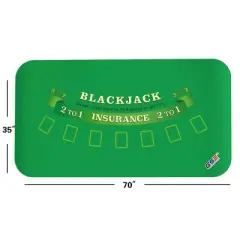 GSE 70" x 35" Casino Blackjack Tabletop Layout Mat with Carrying Bag, Non-Slip Rubber Layout Mat