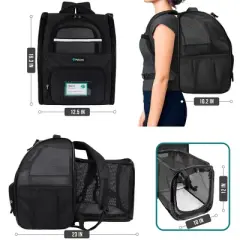 PetAmi Expandable Pet Backpack Carrier for Dog Cat, Airline Approved Travel Hiking Carrying Small Medium Puppy Kitten Extended Back Pack