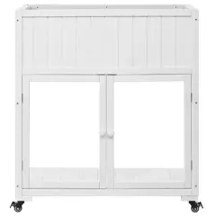 35&ldquo;W Wood Garden Greenhouse Balcony Mini Cold Frame with Wheels, Raised Bed with Liner and 2 Doors for Indoor Outdoor Use, White/Black-ModernLuxe