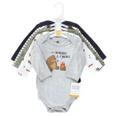 Hudson Baby Infant Boys Cotton Long-Sleeve Bodysuits, Camping Animals
