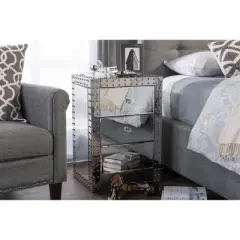 Azura Nightstand Bedside Table Silver - Baxton Studio