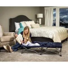Regalo My Cot Deluxe Portable Toddler Bed Includes Sleeping Bag - Navy