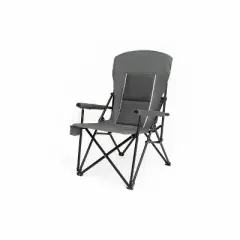 DOMETOUR High Back Heavy Duty Lawn Chair Support 250LBS, Portable Collapsible Chair with Cup Holder -Grey