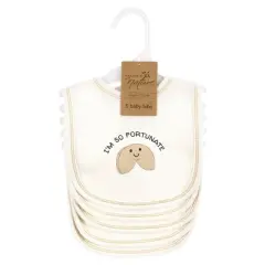 Touched by Nature Unisex Baby Organic Cotton Bibs, Fortune Cookie, One Size
