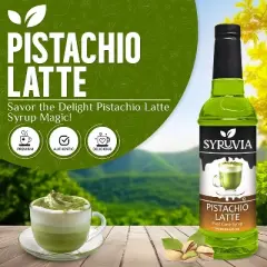 Syruvia Pistachio Latte Syrup - 25.4 fl oz. Premium Flavoring Syrup For Coffee