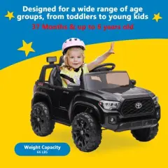 Kids Ride On Truck, Licensed Toyota Tacoma Car, 12V Battery Powered Electric Car with Remote Control,  Ride On Toy Car with lights Music for Kids 3-6