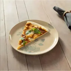 Off-White Round Ceramic Printed Dinner Plate &uml;C Elegant Dining Plate for Every Meal-9.8in Dia