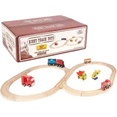 Wooden Train Track 52 Piece Set - 18 Feet Of Track Expansion And 5 Distinct Pieces - by Right Track Toys