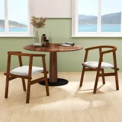 Costway Wooden Dining Chairs Set of 2/4 with Wrap-around Armrest & Padded Seat for Kitchen