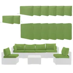 Tramull 26.6 in 6-Seaters Wicker Rattan Sectional Sofa,14Pack Cushion Slipcovers Set Seat and Back