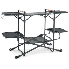 SEVOBAL Outdoor Grills, Griddles and Smokers Camp Kitchen Table, Foldable Outdoor Cooking Station for Camping and Picnics, Black, 75.03"*19.23"*6.24"